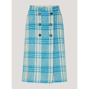 New Baum Und Pferdgarten Sue Plaid Midi Skirt Turquoise 36, 4 $249